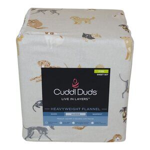 Cuddl Duds King Heavyweight Flannel Sheet Set Warmer Brushed Cotton Cozy Dog